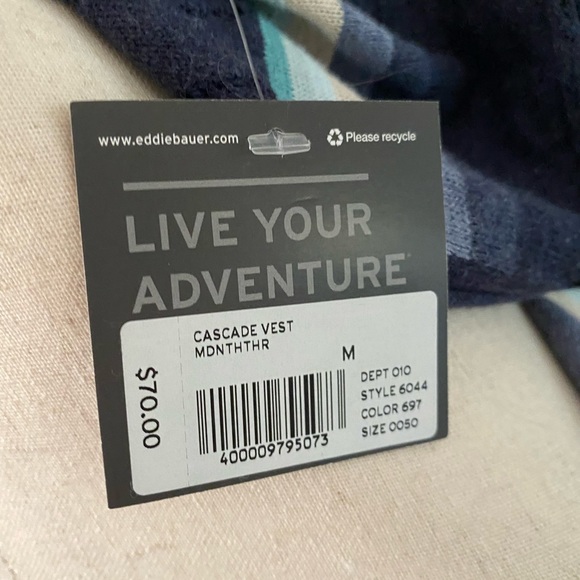 Eddie Bauer Cascade vest open front sweater vest size M 100% cotton BNWT - Picture 4 of 15